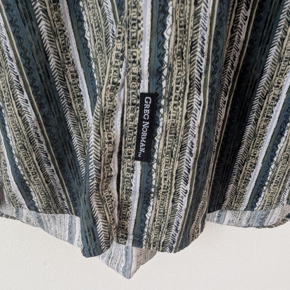 Vintage 90s Greg Norman Funky Stripe Button Down Shirt, Size Large - Picture 3 of 10